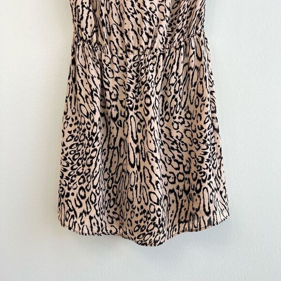 Parker Women’s XS Wrap Surplice Leopard Print Midi Dress Sleeveless 100% Silk - Picture 8 of 12